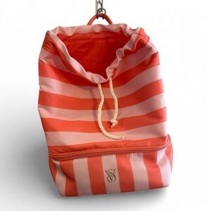 Striped Victoria’s Secret Pink Backpack Cooler Beach Bag